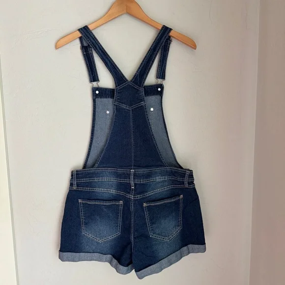 No Boundaries Overalls Womens Blue Denim Short‎ Jumpsuit Size L(11-13) - Picture 9 of 10